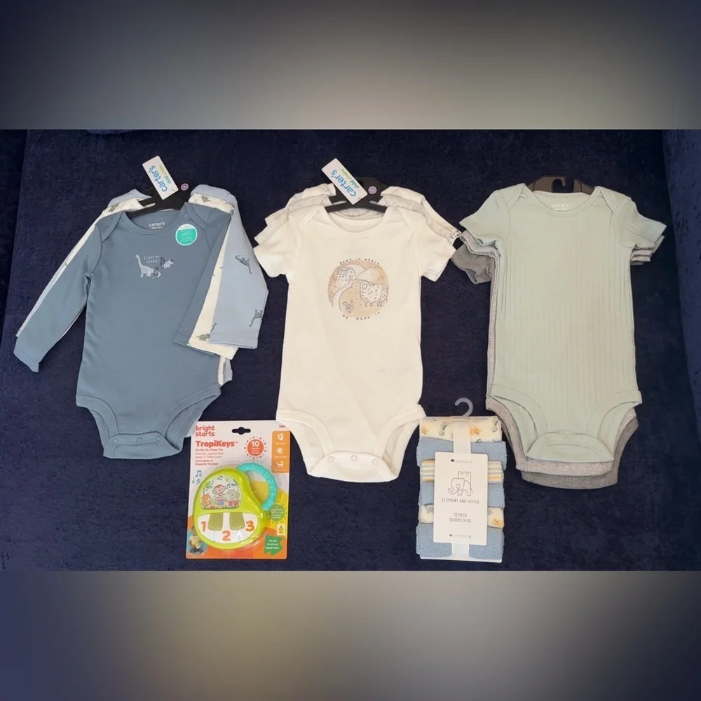 Carter's Blue, White, and Green Bodysuits Set Bundle 22 Pices